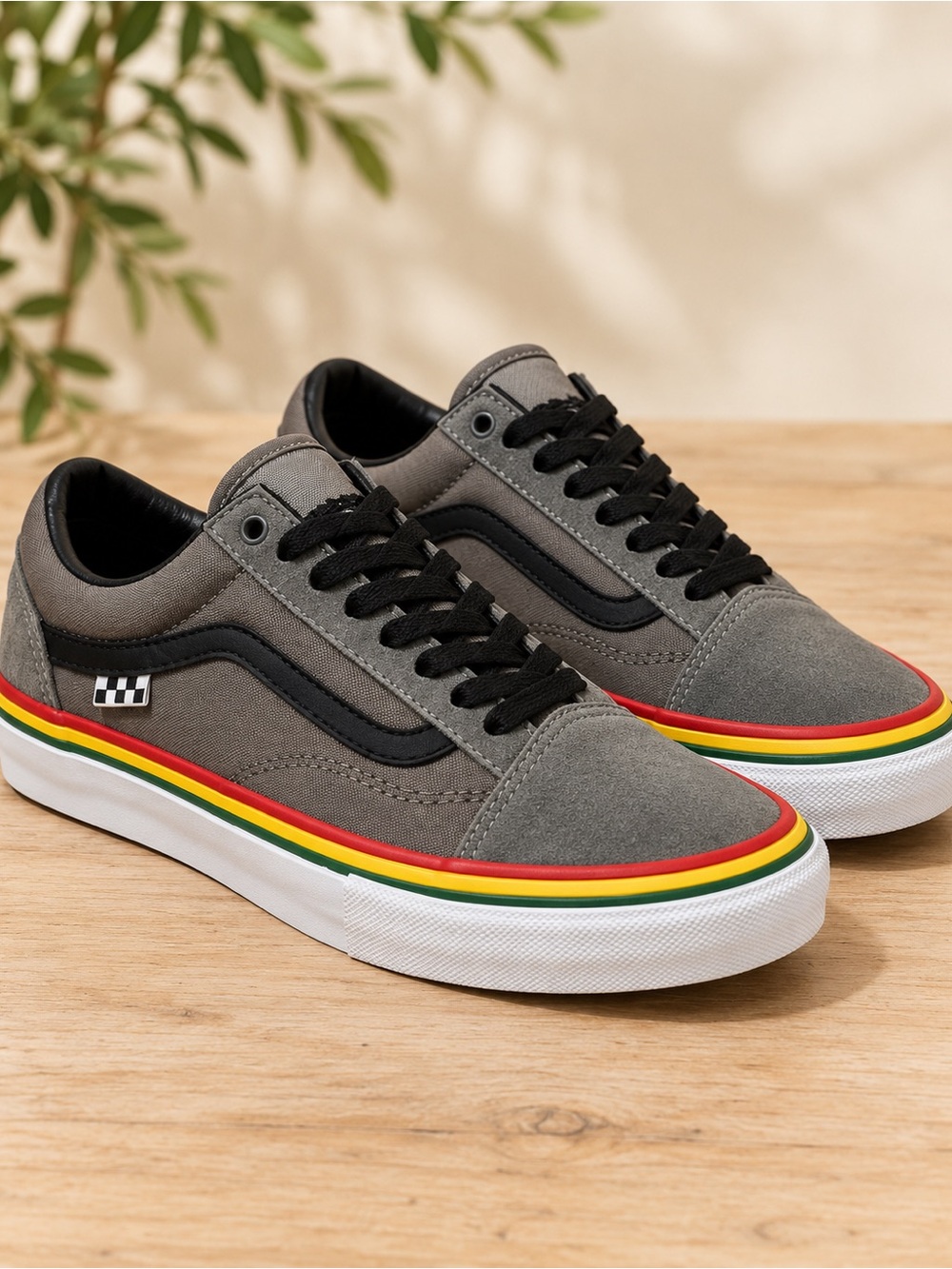 Vans Skate Old Skool Rasta Gray Sneakers Men’s 7 EUC PopCush
